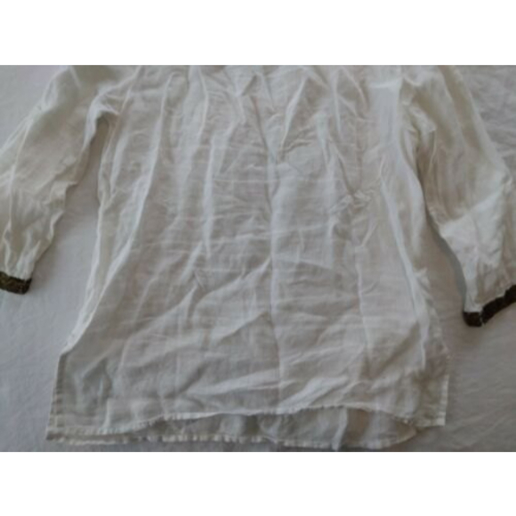 Chico's White Tunic Blouse Linen Sequins Women's Size 1 - Picture 8 of 8